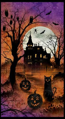 Multi Frightful Night Halloween Large Panel 24in x 43in