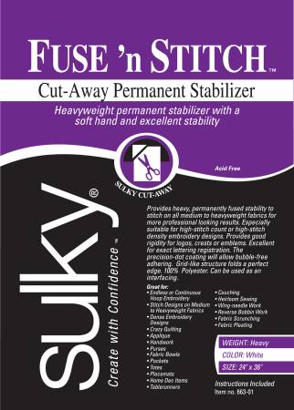 Sulky - Cut Away Fuse N Stitch Stabilizer White 24in x 1yd