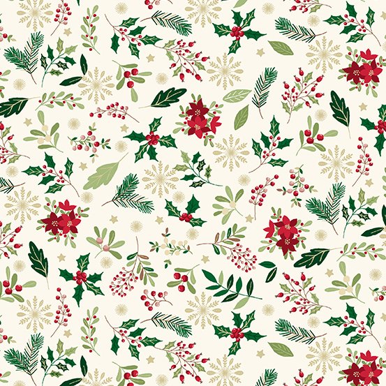 Cosy Christmas - Foliage - Cream