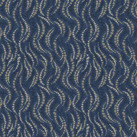 Swirly Vine Reproduction - Navy