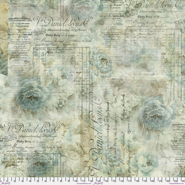 Digital Backing Fabric - Receipt - Aqua || Eclectic Elements - Wideback