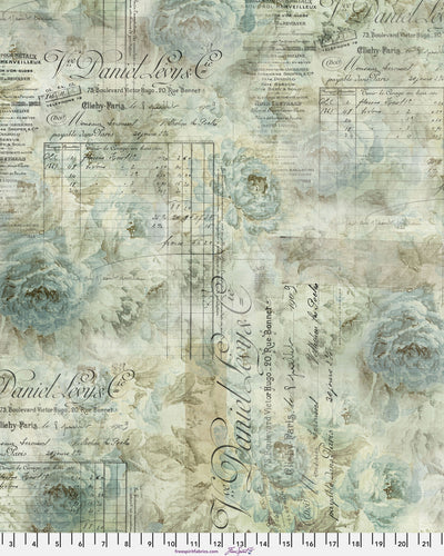 Digital Backing Fabric - Receipt - Aqua || Eclectic Elements - Wideback