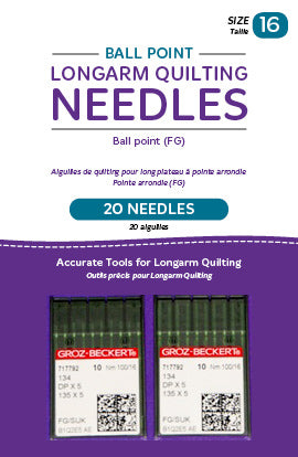 Ball Point Longarm Needles - Two Packages of 10 (16/100-FB Ball Point)