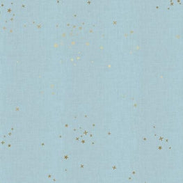 Cotton+Steel Basics - Freckles - Baby Blues Unbleached Metallic Fabric