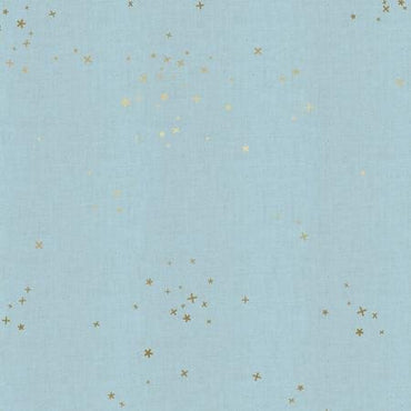 Cotton+Steel Basics - Freckles - Baby Blues Unbleached Metallic Fabric