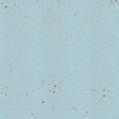 Cotton+Steel Basics - Freckles - Baby Blues Unbleached Metallic Fabric